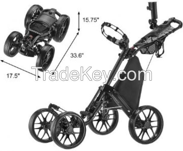 CaddyTek One-Click Folding 4 Wheel Version 3 Golf Push Cart