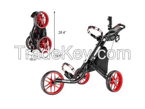 Golf Push Cart Folding New One Click 3 Wheel 