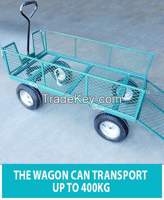 HEAVY DUTY GARDEN METAL CART TROLLEY TRAILER WHEELBARROW WITH LINING LARGE CART