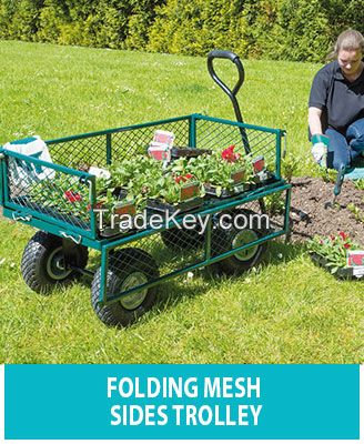 HEAVY DUTY GARDEN METAL CART TROLLEY TRAILER WHEELBARROW WITH LINING LARGE CART