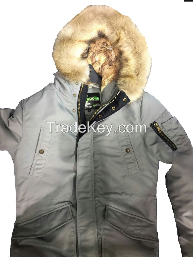 man parka with fur trim