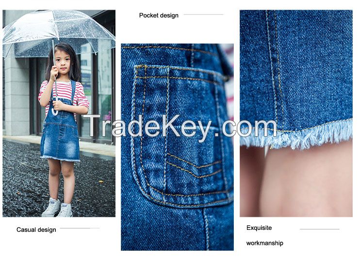 Girls' Strap Denim Skirt 