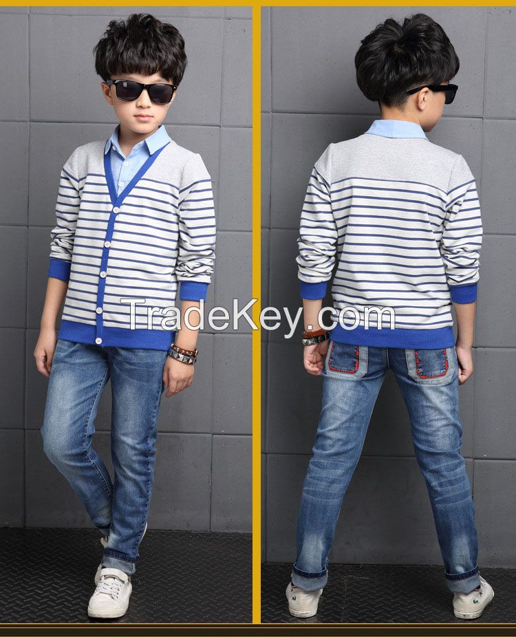 Yq005  Boys' Long Sleeve Circular Collar T-shirt