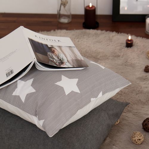 Printed cotton fabric - Cocoa grey star