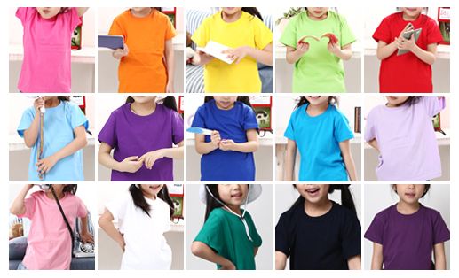 Children's short sleeve T-shirt with various colors