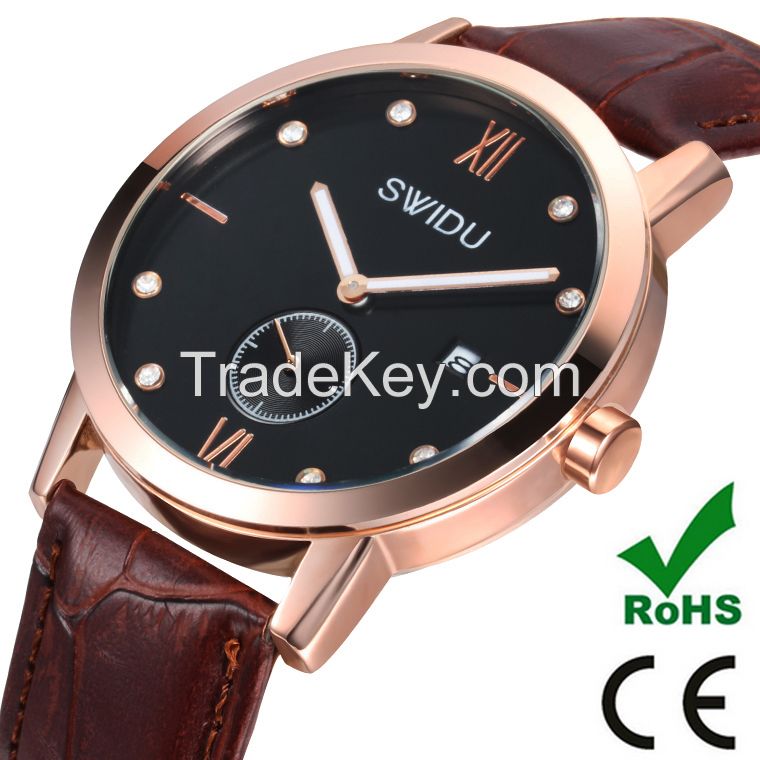high quality custom designed leather strap mens watch best gift for success men and women 