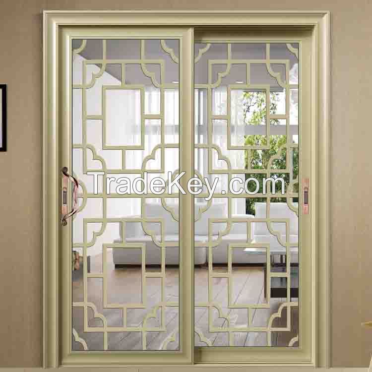 double wrought tempered glass sliding aluminum interior doors