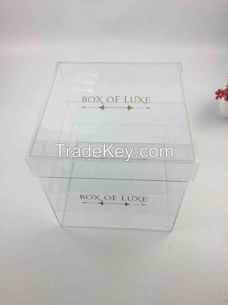 luxury flower box, acrylic flower box, acrylic rose box