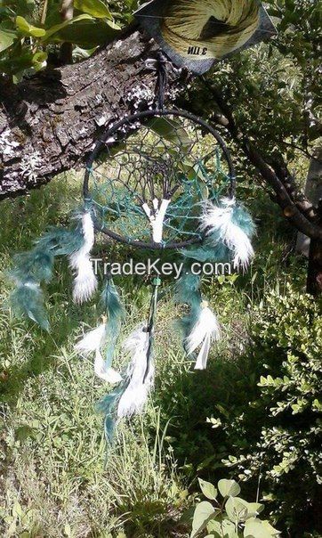 Handmade dream catcher - tree of life 4 with natural feathers 