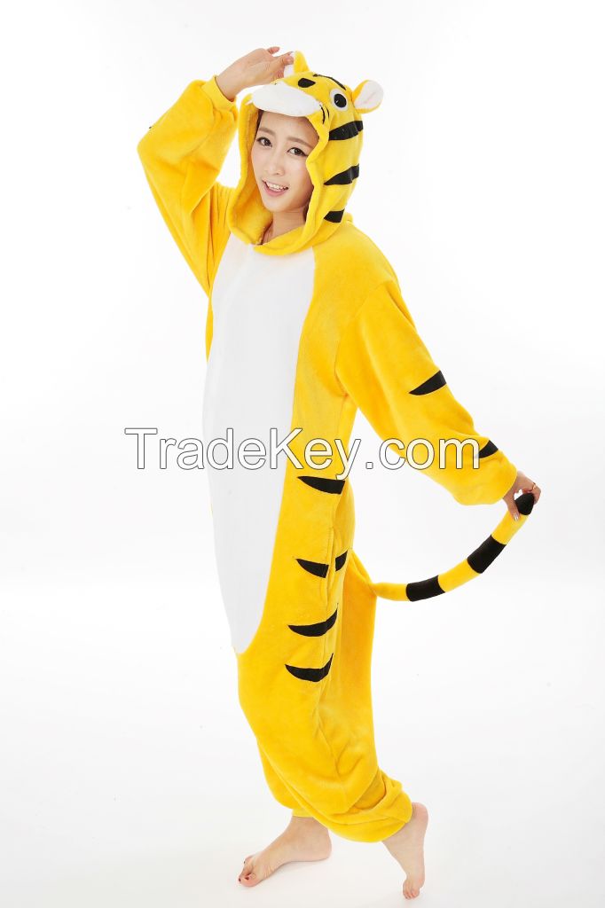 onesie adult yellow  tiger