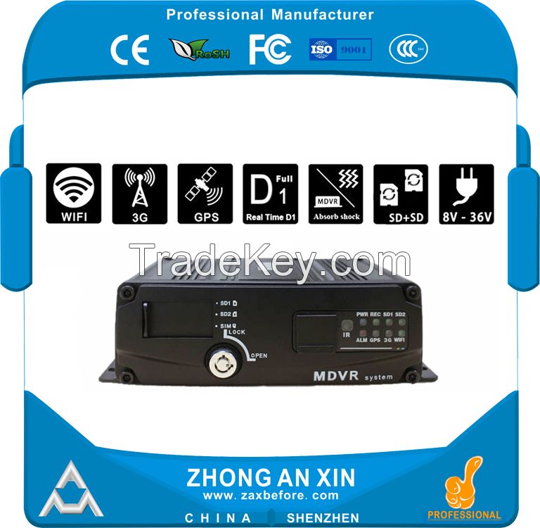 Mini MDVR 4CH Dual SD Card VEHICLE Mobile DVR, GPS tracking, 3G EVDO, W