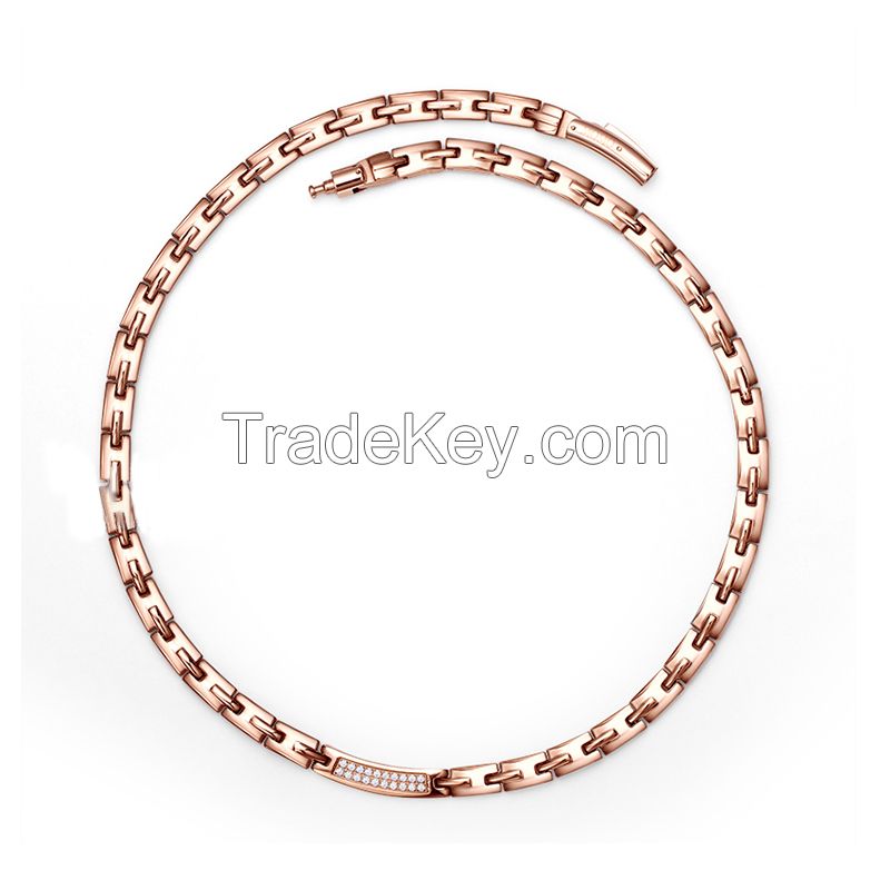 2017 Unisex Stainless Steel Germanium Necklace Rose Gold Necklace