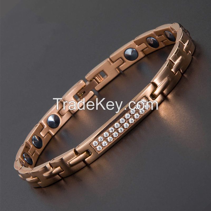 Korea Fashion 99.999% Pure Germanium Rose Gold Color Energy Crystal Br