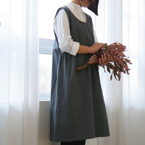 Linen Loose Fit One-Piece Apron