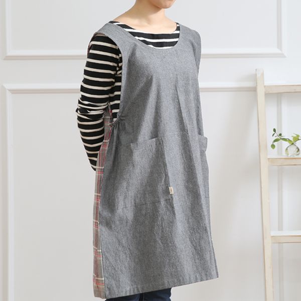 Boy Check Loose Fit One-Piece Apron