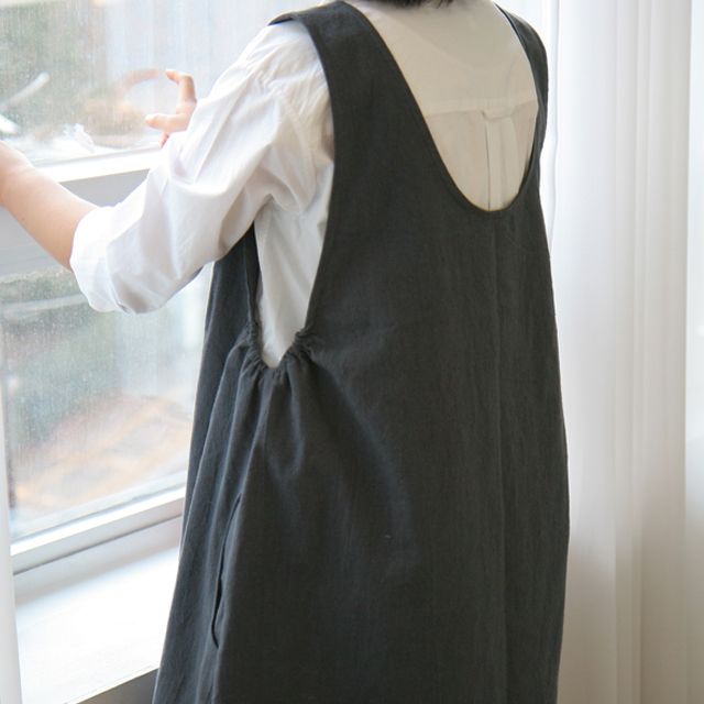 Linen Loose Fit One-Piece Apron