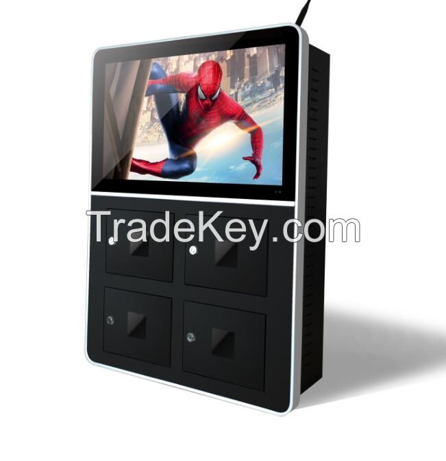 21 inch advertising screen display phone charging kiosk/station phone charging vending machine