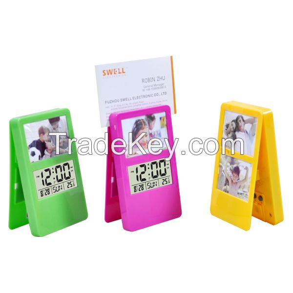 Clip LCD clock with 3 photo frames