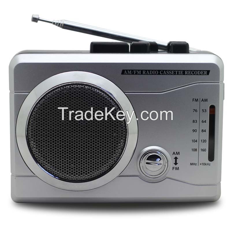 walkman with AM/FM dual band radio and  connect to outside microphone,