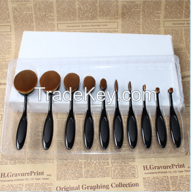 10pcs oval brush set, oval makeup brush set, tooth brush makeup brush set