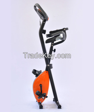 Folding magnetic upright bike with backrest, monitor