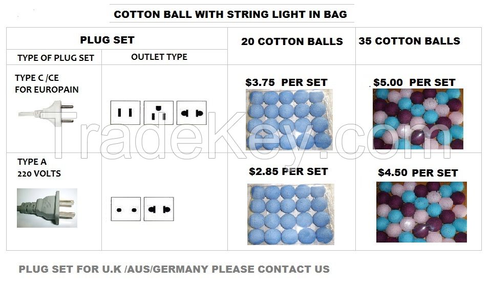 cotton ball string light $2.99 per set 
