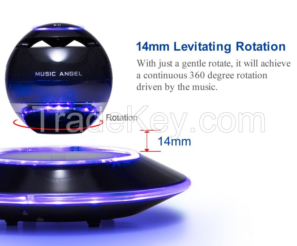 Music Angel Maglev Base Parameters Levitating Portable Wireless Bluetooth Speakers 360 Degree Setero Surround Precision Touch with Microphone for iPhone / iPad