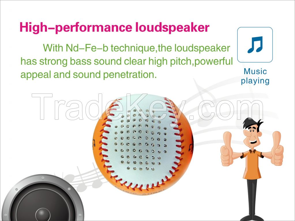 Music Angel Bluetooth LoudSpeaker Portable Baseball Outdoor Handsewn Leather Wireless Bluetooth Speakers NFC Hand-Free Call Mini Speaker Best Adapter and Quality