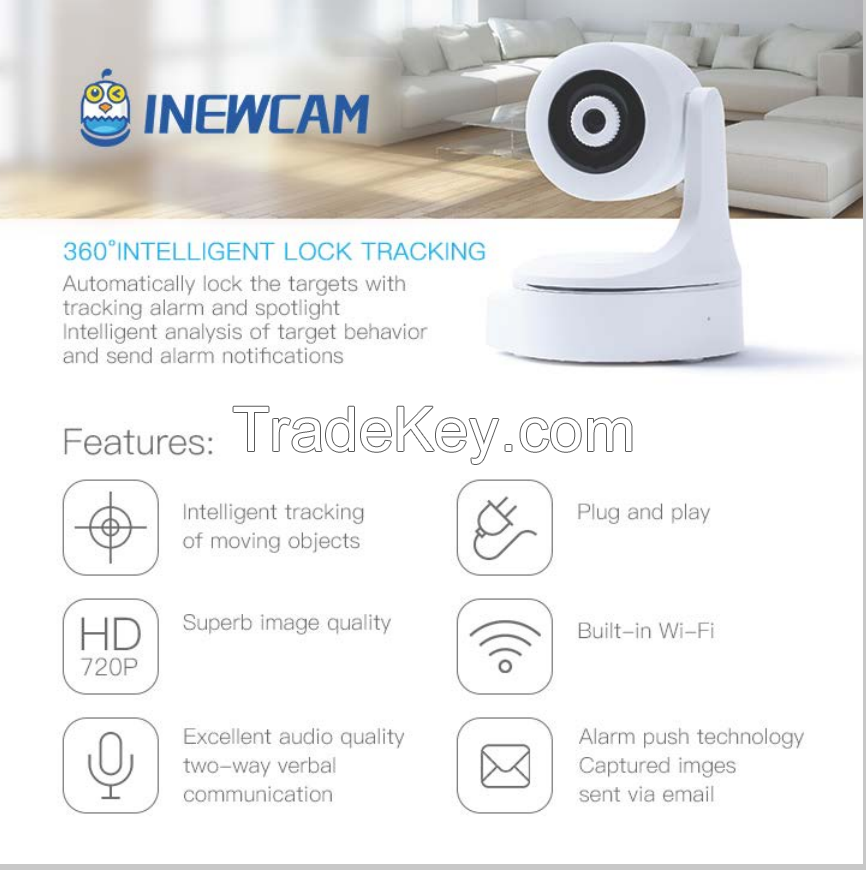 Manufacturer OEM smart home 720P low bandwidth auto tracking wifi camera 
