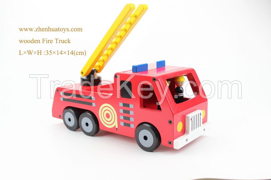 wooden vehicle toys fire engine shape sorter truck