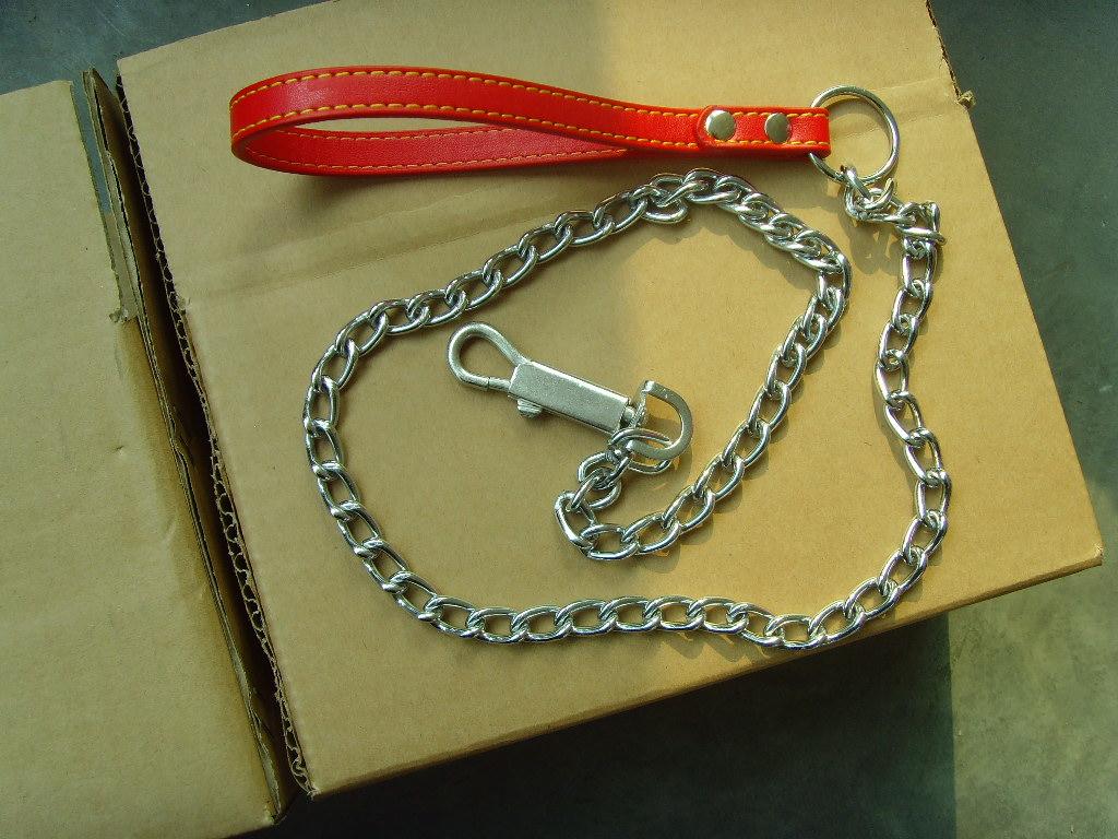 dog lead with leather handle