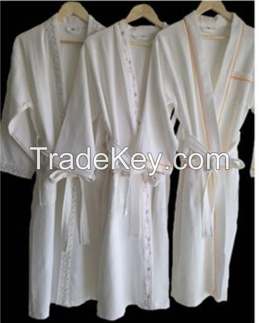 Superior 100% Cotton white Waffle Weave Spa Bath Robe