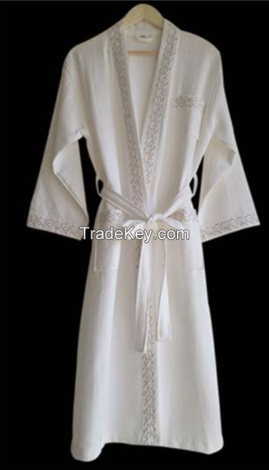 Superior 100% Cotton white Waffle Weave Spa Bath Robe