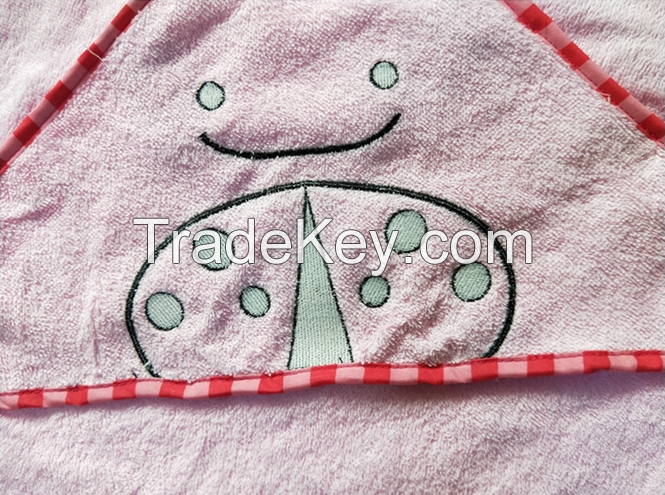 Ladybird 100% cotton terry hooded baby towel for infant 