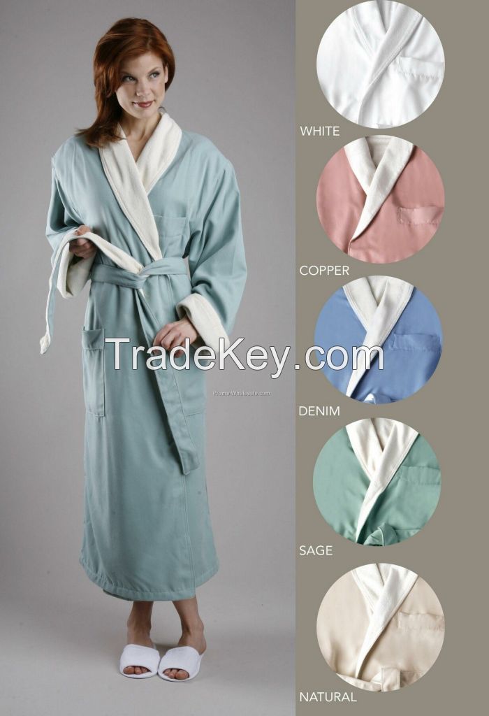 100% polyester Microfiber Bathrobes Housecoats for Mens and Ladies in stocks