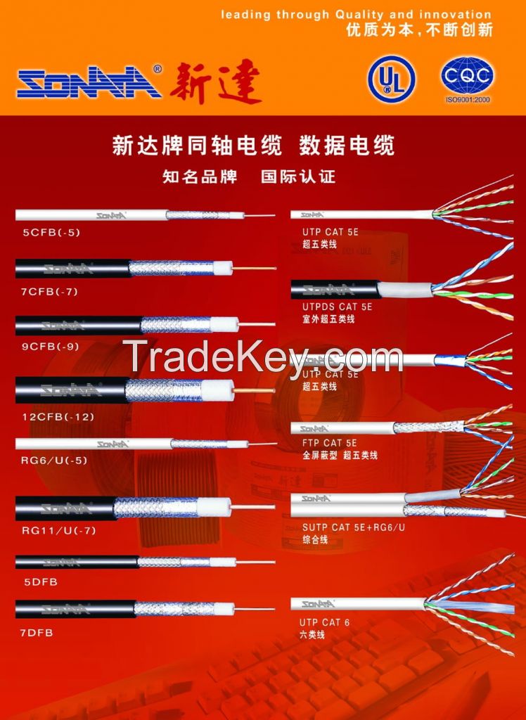 2016 hot sale RG11 Coaxial Cables with BC/CCA/CCS conductor for CATV System