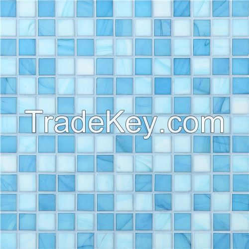 blue glass mosaic for swimming pool