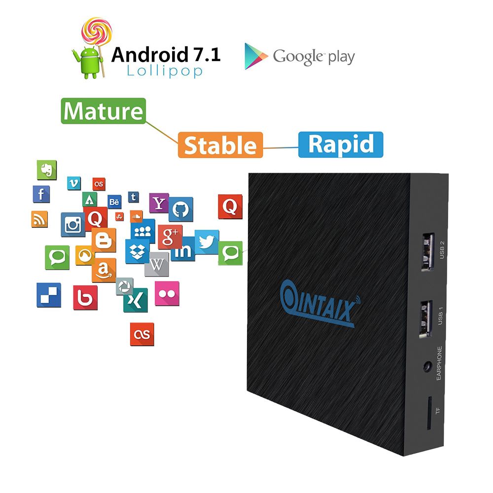 QINTAIX Q96 Media player Amlogic T962E Quad Core 2gb ram 16gb rom android7.1 set top box use for Digital signage support RTC