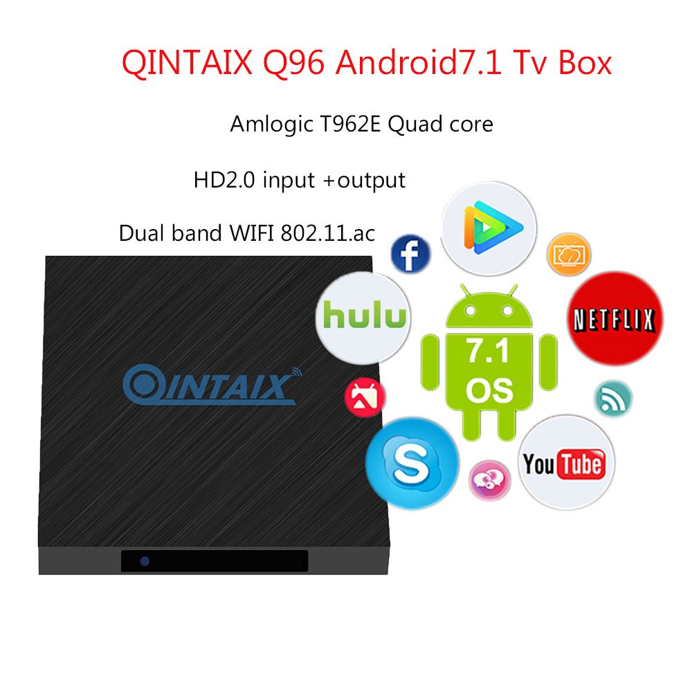QINTAIX Q96 Media player Amlogic T962E Quad Core 2gb ram 16gb rom android7.1 set top box use for Digital signage support RTC