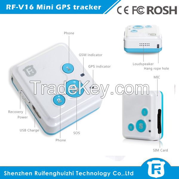 super mini hidden anti-lost gps tracker for kids/elderly with sos panic button gps tracking device