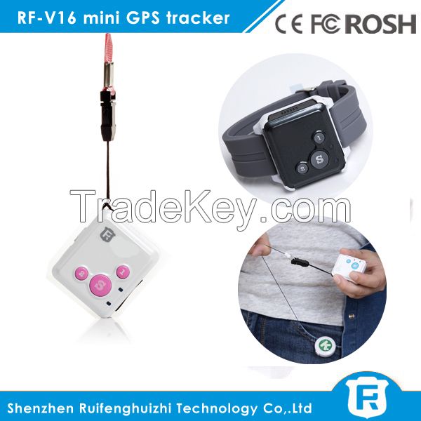 super mini hidden anti-lost gps tracker for kids/elderly with sos panic button gps tracking device