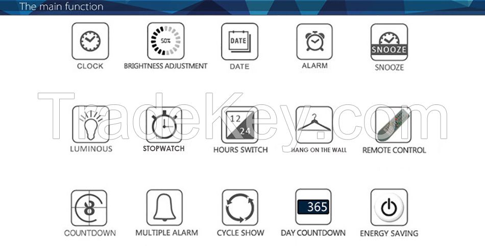 Modern Design Remote Control Digital LED Wall Clock Alarm Stopwatch Thermometer Countdown Calendar Support Wholesale US/EU PLUG