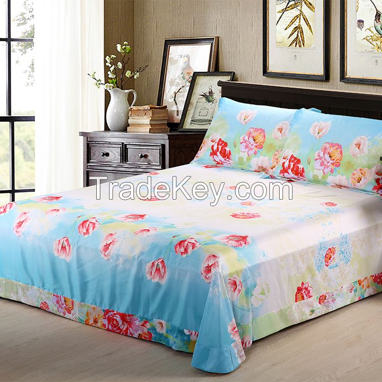 Waltz satin 400tc cotton bed sheet 4 pcs bedding sheet set star hotel linen set