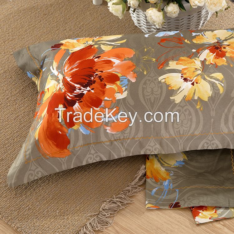 Rainbow version flowers luxury pure colour raw silk duvet wholesale 3d bed sheet bedding set