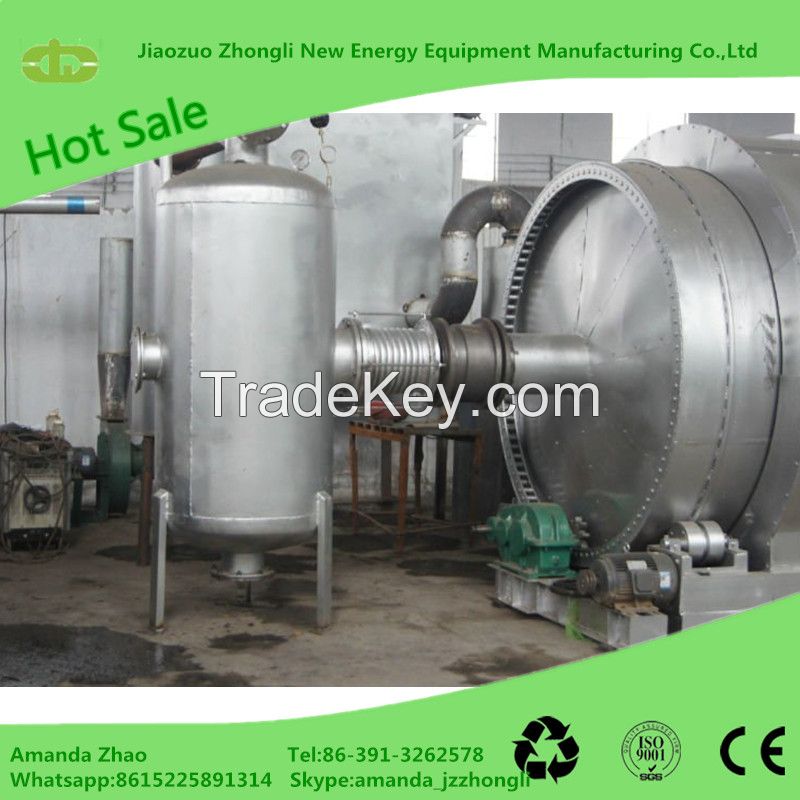 Continuous waste tire plastic rubber pyrolysis plant