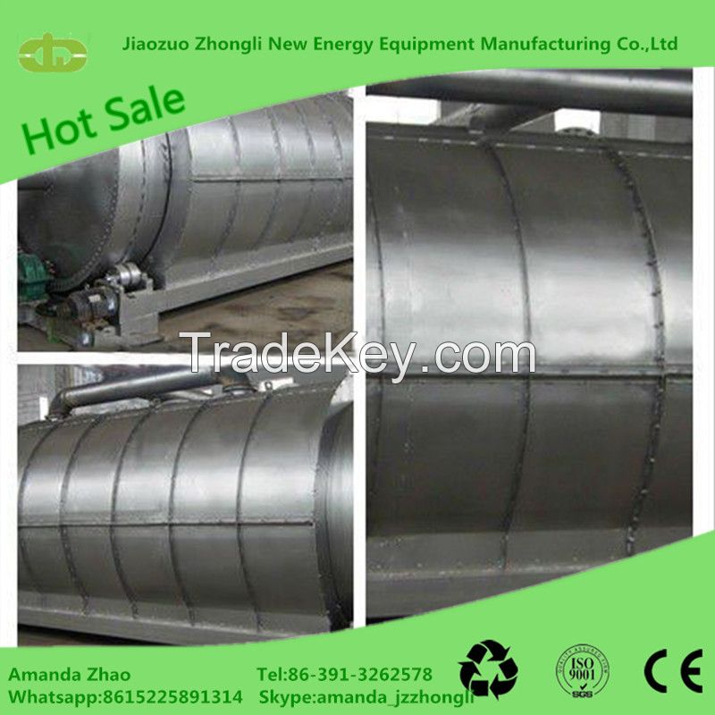 Continuous waste tire plastic rubber pyrolysis plant