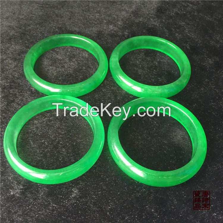 Qing Dynasty Jade Bracelet Full in Green Flat Bar Bracelet Gifts