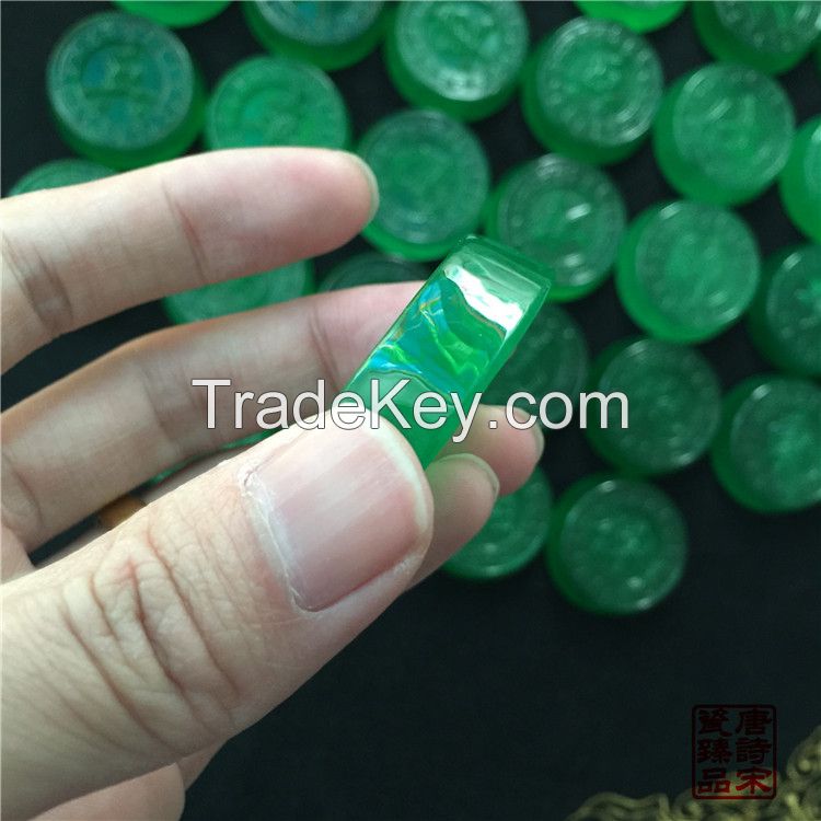 Chinese Jade Chess Full of Green Jadeite chess Treasures with Gifts