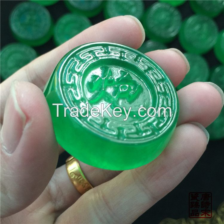 Chinese Jade Chess Full of Green Jadeite chess Treasures with Gifts