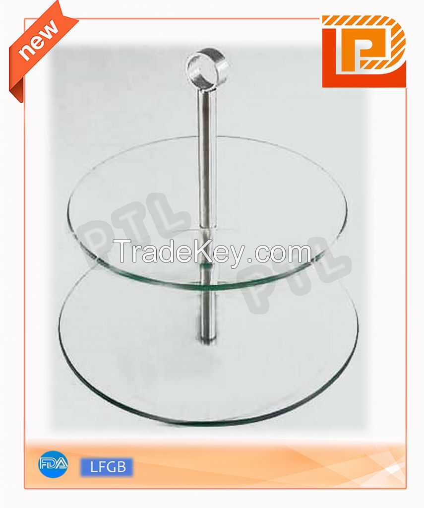 double-deck glass food holder